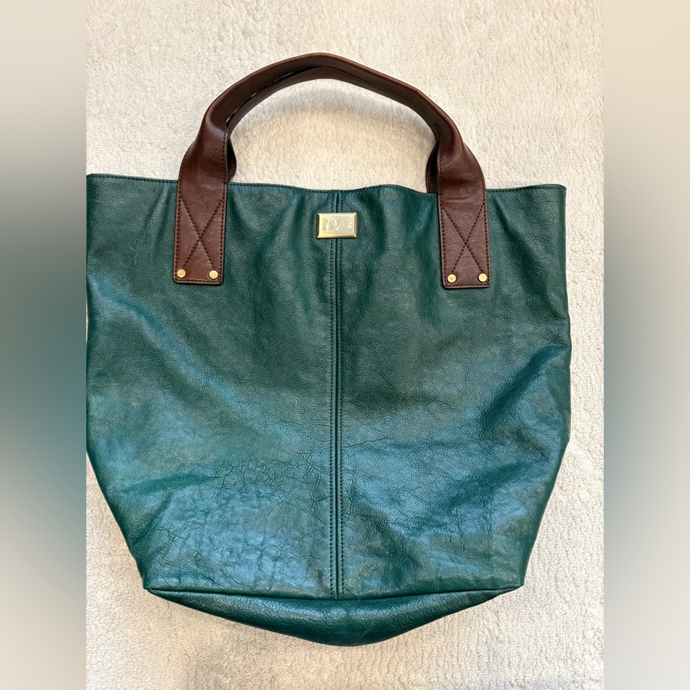 Large Diane Von Furstenberg Green Leather Tote